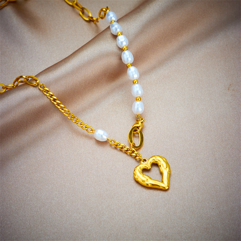 IL - Gold Stainless Steel Heart Pendant Necklace